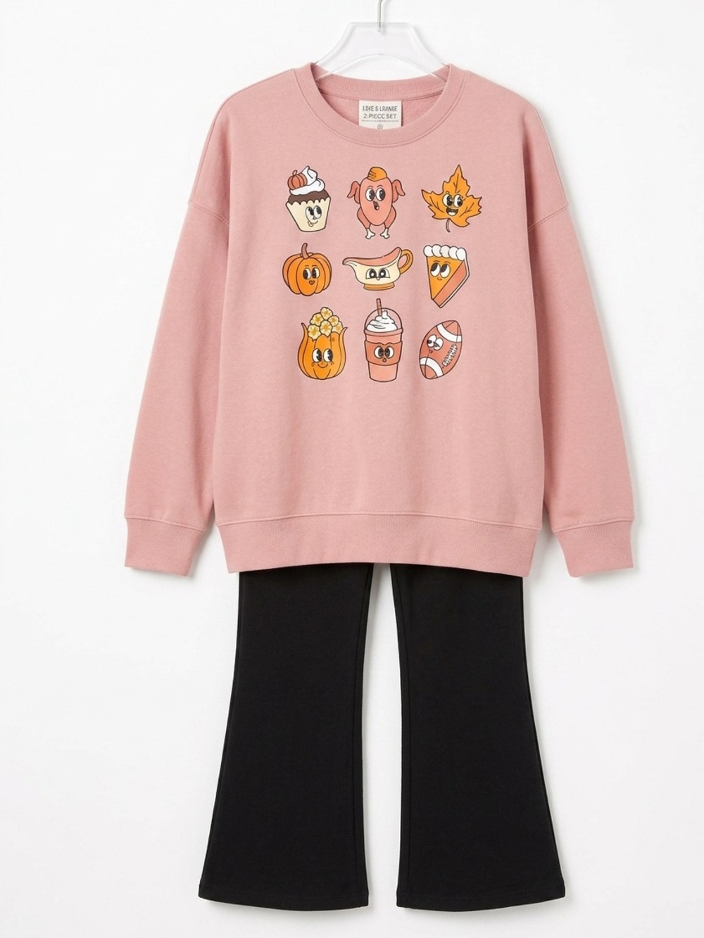 New Girls 2-Piece Fall Graphic Sweatshirt and Pants Outfit Set Sz XL
